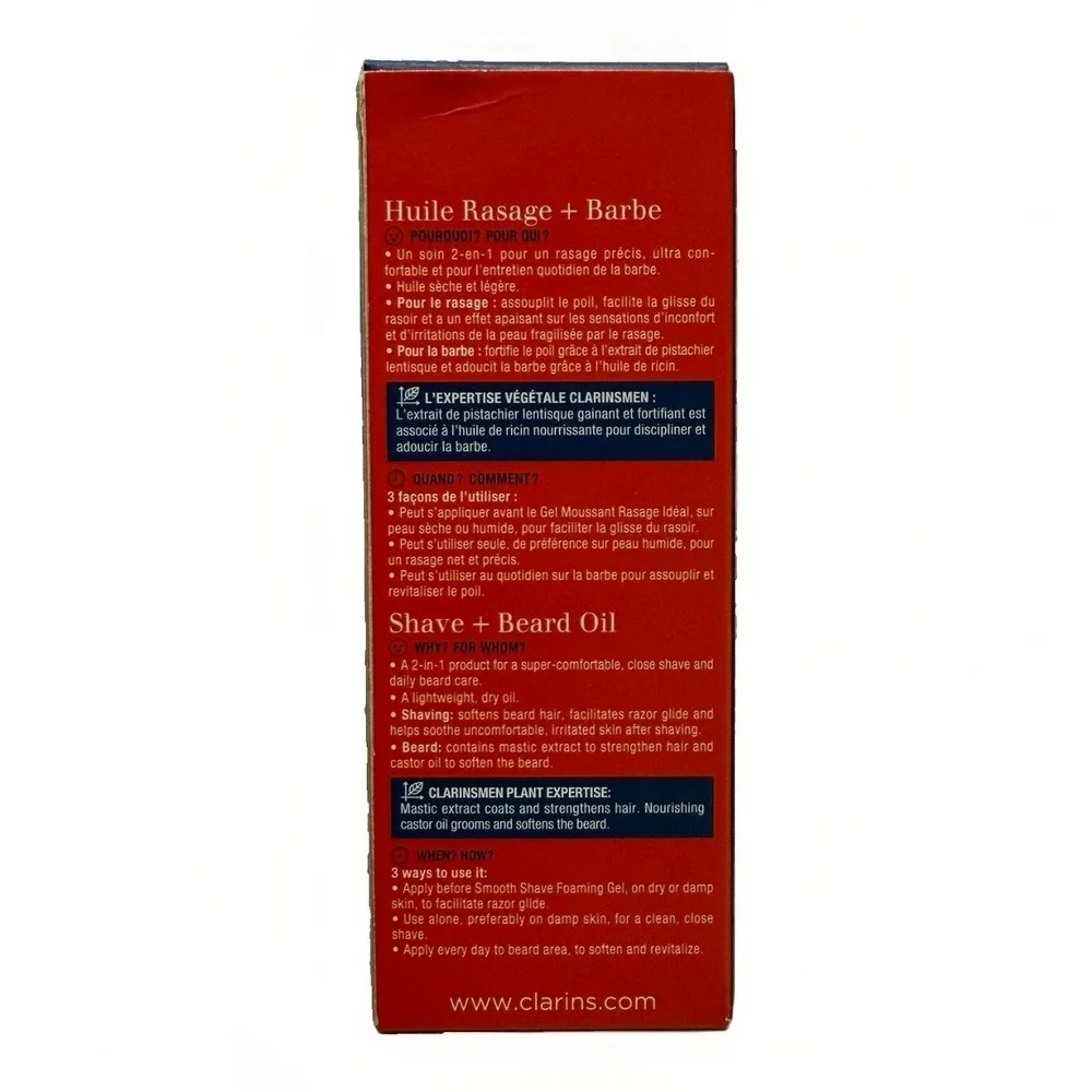 CLARINS MEN SHAVE BEARD OIL SOFTENS 30 ML/1 FL.OZ.